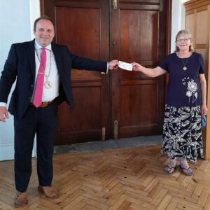 Janet Louth Chair of Friends of Savernake and Marlborough Mayor Mark Cooper