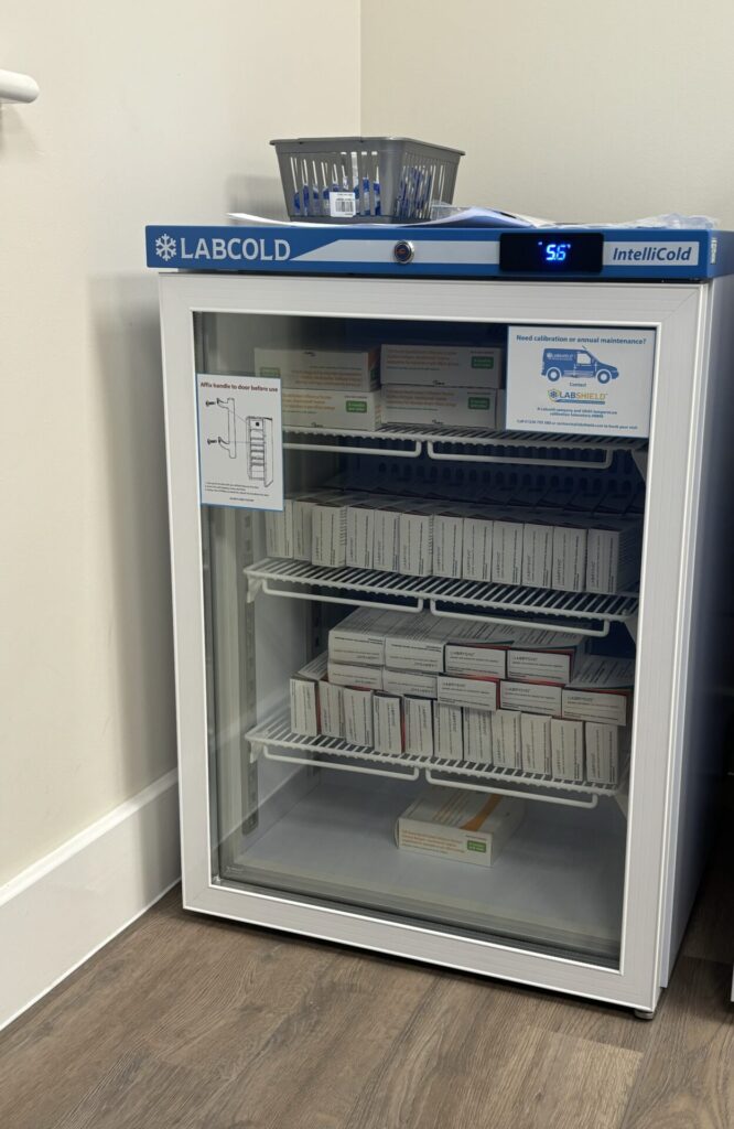 Image of Labcold fridge full of vaccines at Ramsbury and Wanborough surgery